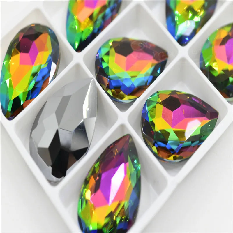 k9 glass crystal Rhinestones Pointback teardrop  super glitter crafts  Wedding Dress Beads For Jewelry Making