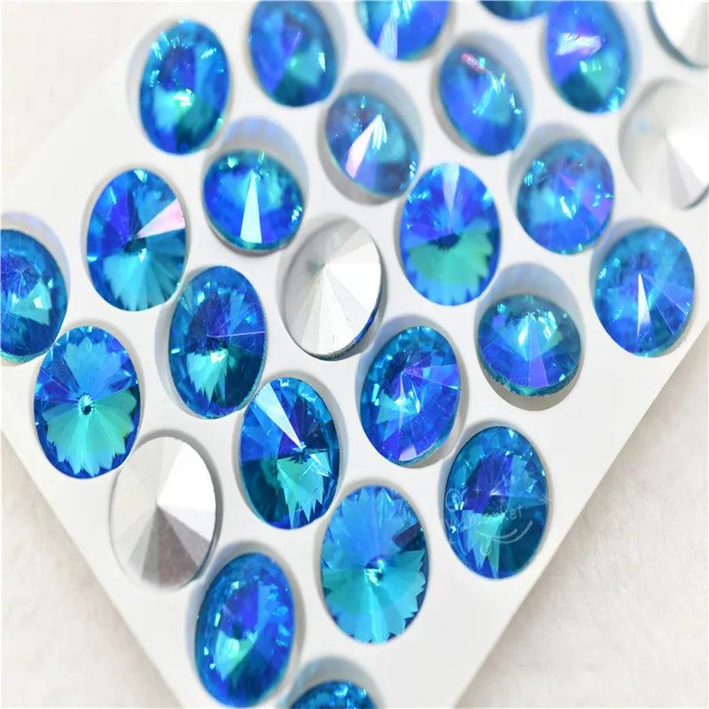 Rhinestones glass crystal stones aquamarine AB Rivoli Teardrop Navette square Jewels making