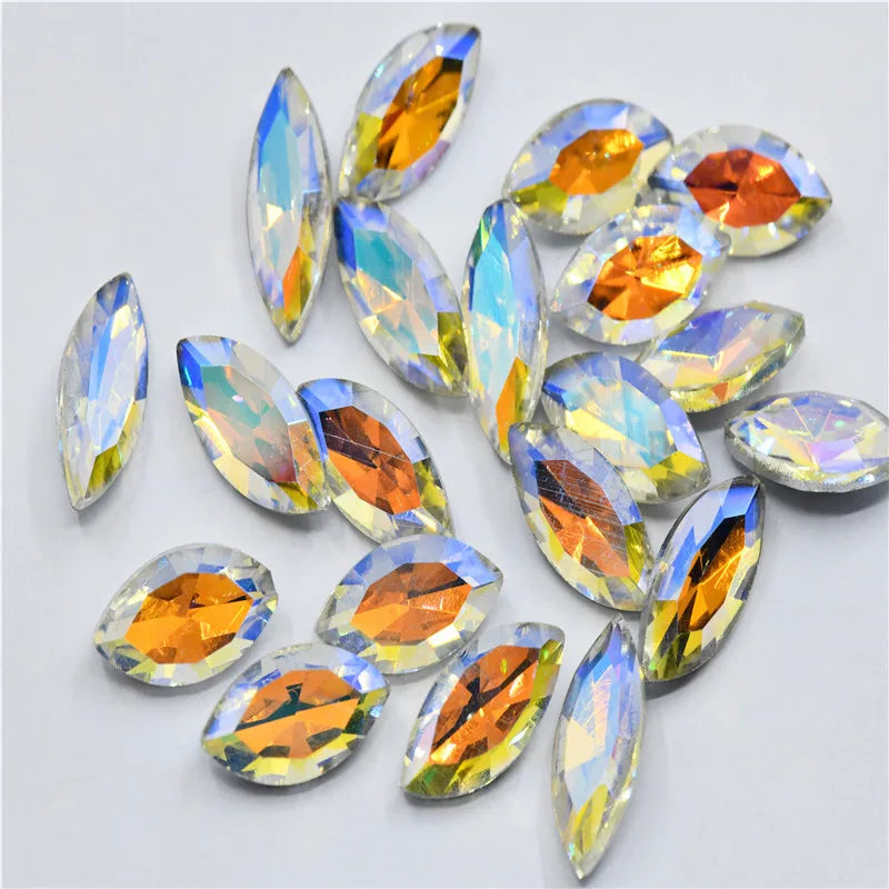 crystal glue on rhinestone crystal appliques glass pointback Paradise Shine color  DIY BEAD jewelry  Needlework accessories