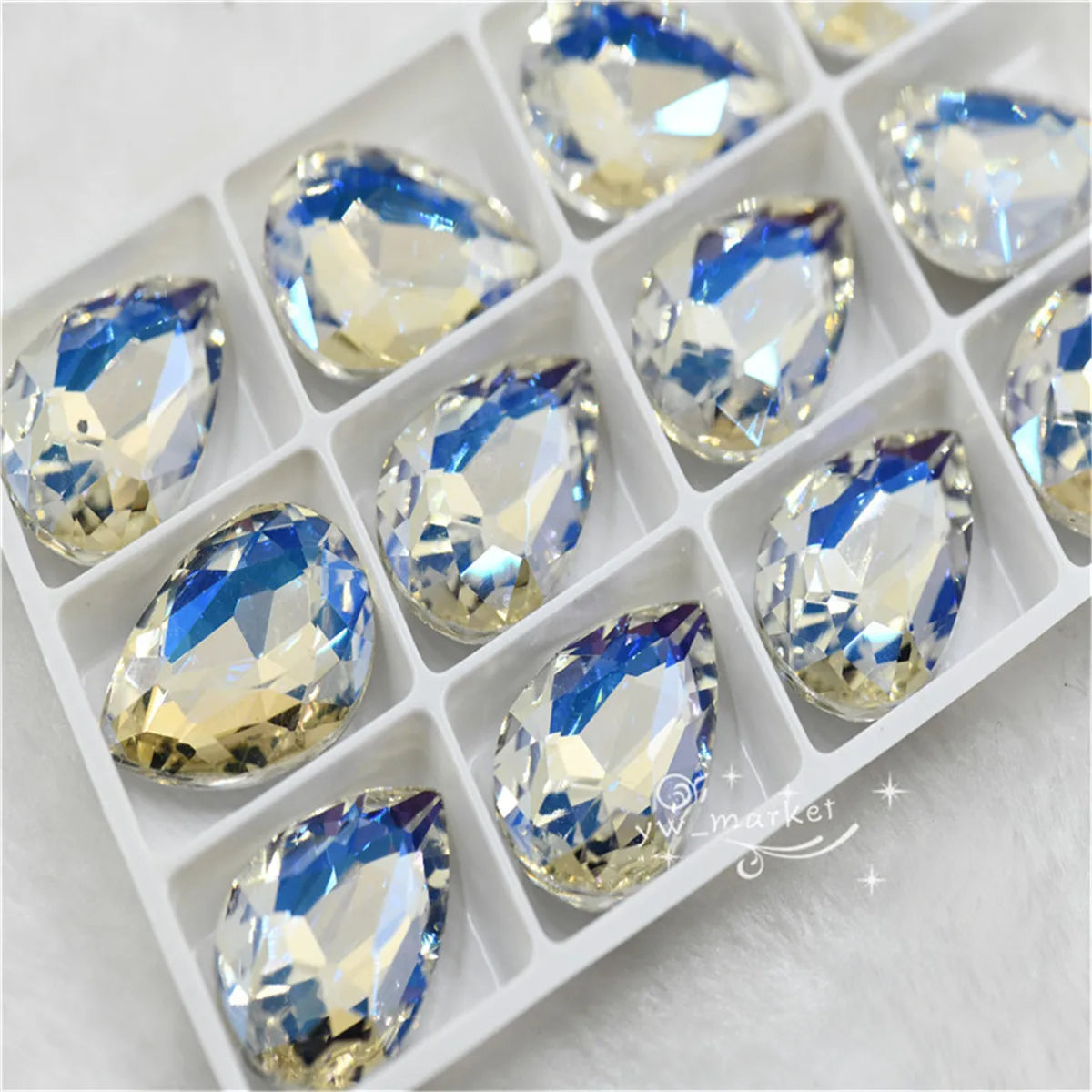 Moonlight color Droplet  Home Decoration Rhinestones Glass  Rivoli Navette  Glue on jewels  Crafts 20x30mm 17x32mm