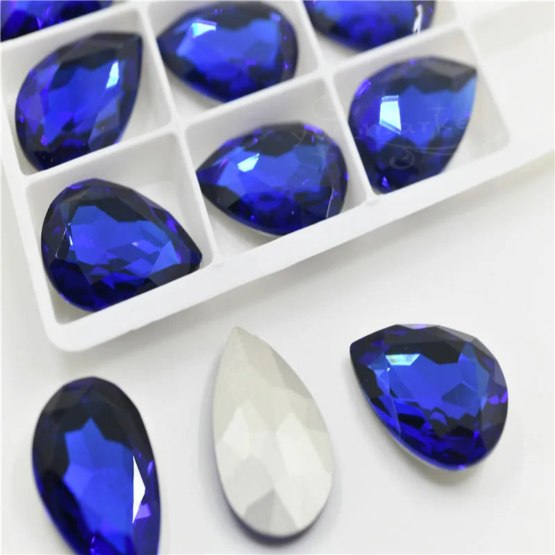 k9 glass crystal Rhinestones Pointback teardrop  super glitter crafts  Wedding Dress Beads For Jewelry Making