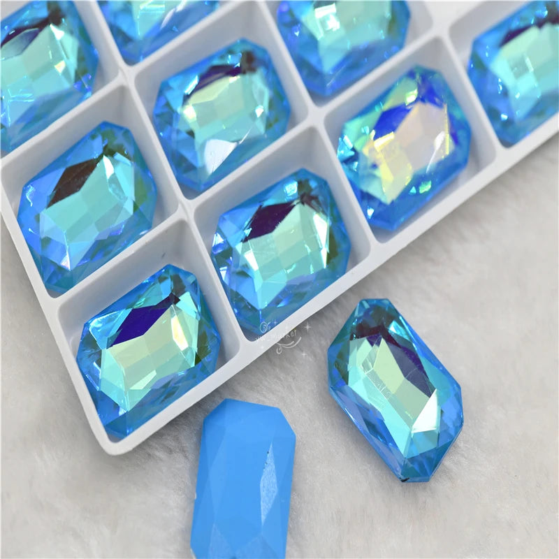 Aquamarine mocha AB glass  beads applique bright stones Crystals for jewelry diy teardrop square round