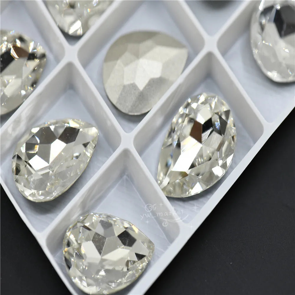 k9 glass crystal Rhinestones Pointback teardrop  super glitter crafts  Wedding Dress Beads For Jewelry Making