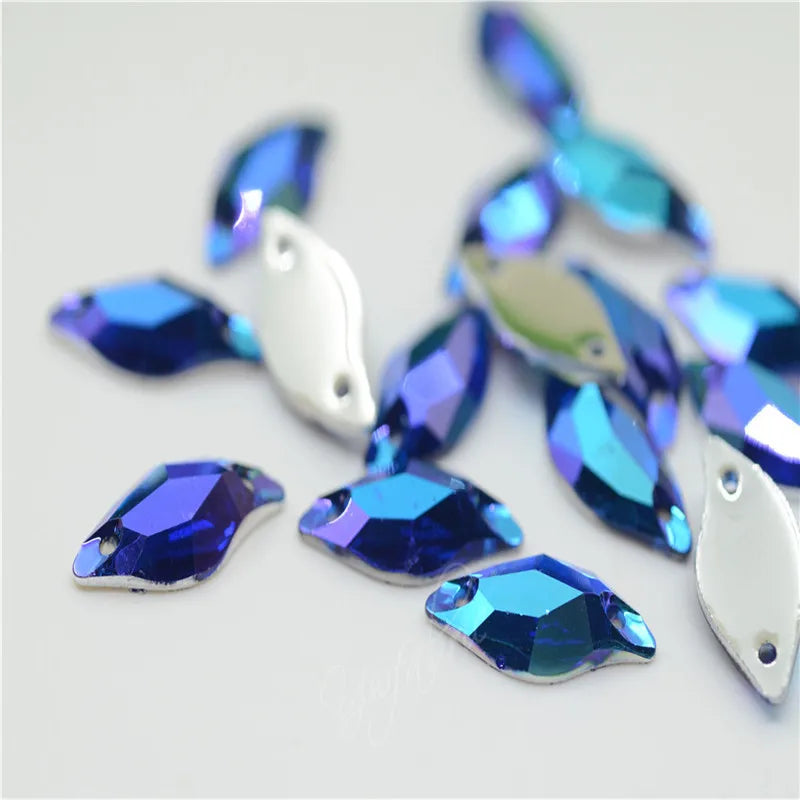 Resin Stones Rhinestones S Shape  AB Acrylic  FlatBack  Strass Gems for Costume Dress Sew on  9x20mm