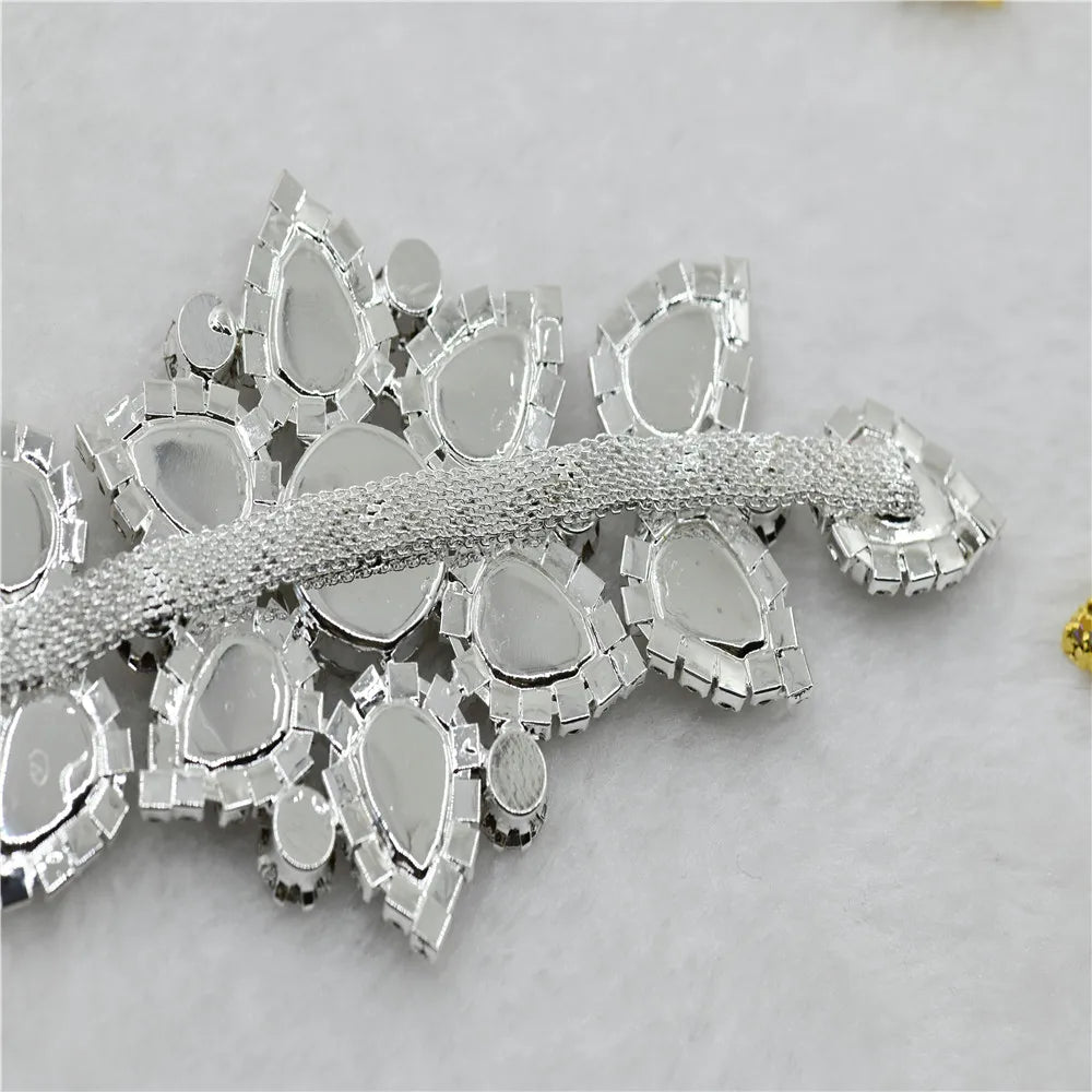 Rhinestones Applique Sew On wedding dress Decoration Crystal ab silver shiny trim for hat shoes clothes