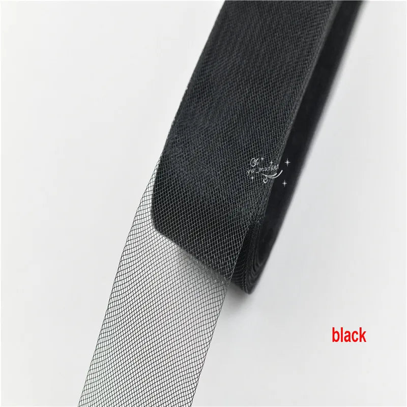 Hard stiff Polyester Mesh Ribbon Flat Plain Crinolines Horsehair Fabric for Hats skirt making 3cm 4cm 5cm 6cm 10cm12cm