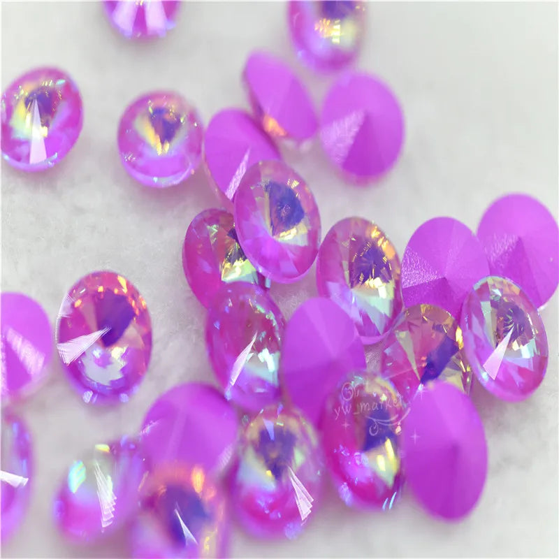 Rivoli Ab Glass Crystal Rhinestones For Needlework Pointback Stones Dress  Decoration Jewelry Making 8mm 10mm 12mm 14mm 18mm