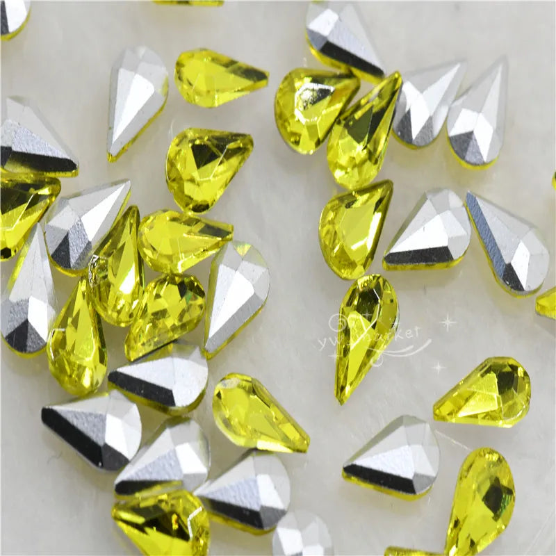 5x8mm 8x13mm glass fancy stone pointback crystal Diamante Rhinestones Droplet jewels Nail Art Decoration