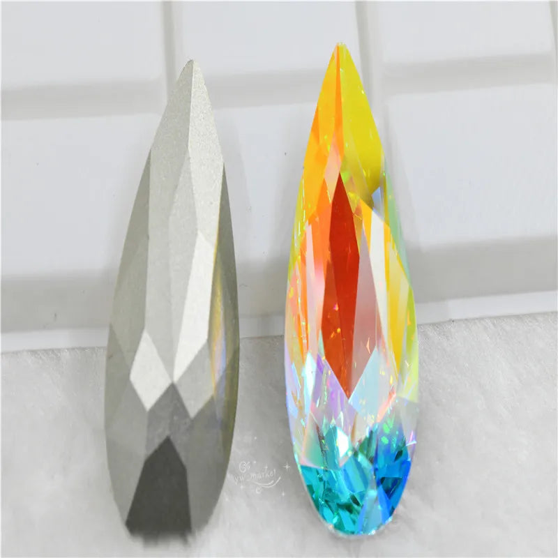 k9 50mm x20mm glass pointback Rhinestone  Long TearDrop jewels and home Decoration High quality large stones  for needlework