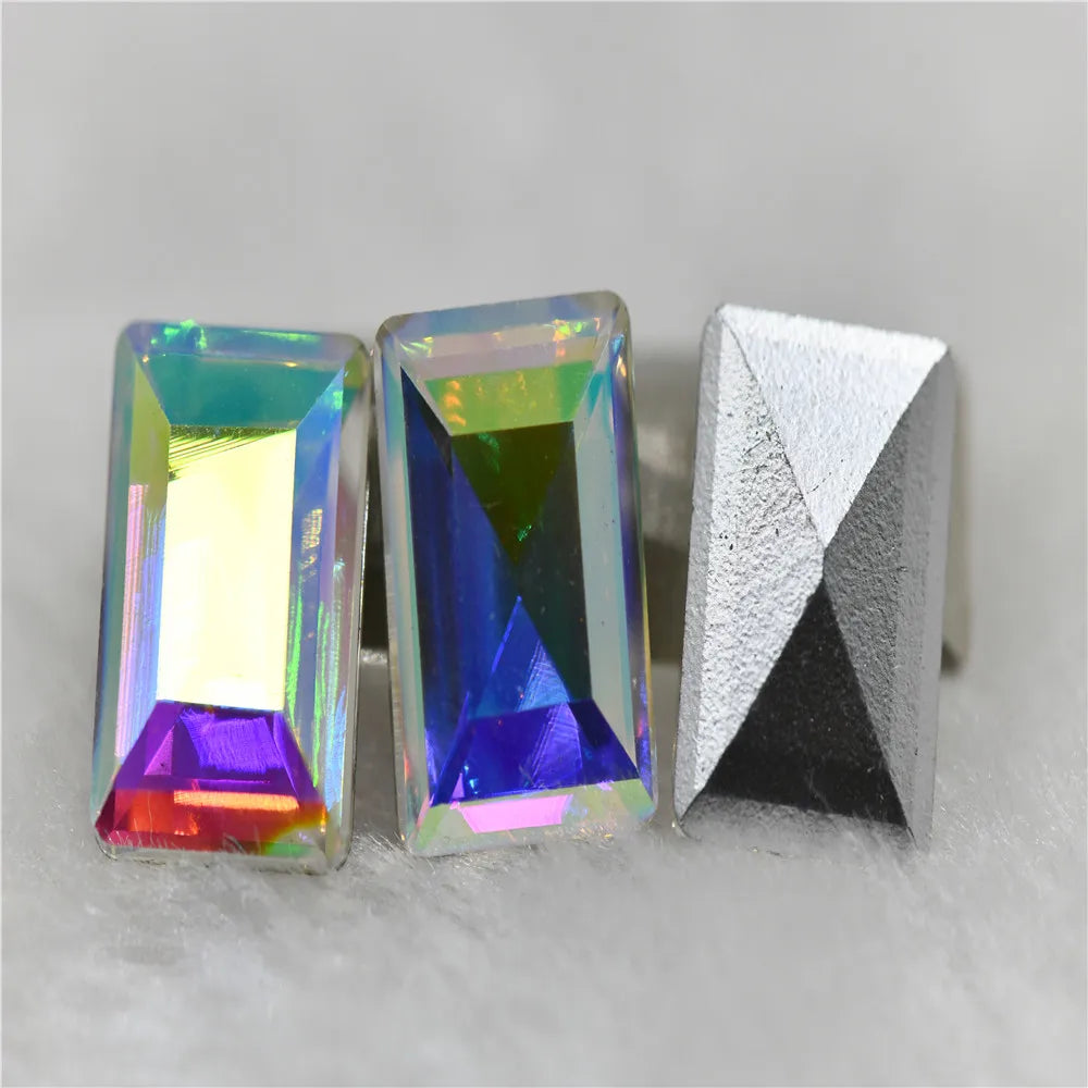 Rectangle Crystal Rhinestones Glue On Glass Glitter Strass Glass Stones Used Nail Art Stone DIY Jewelry Making