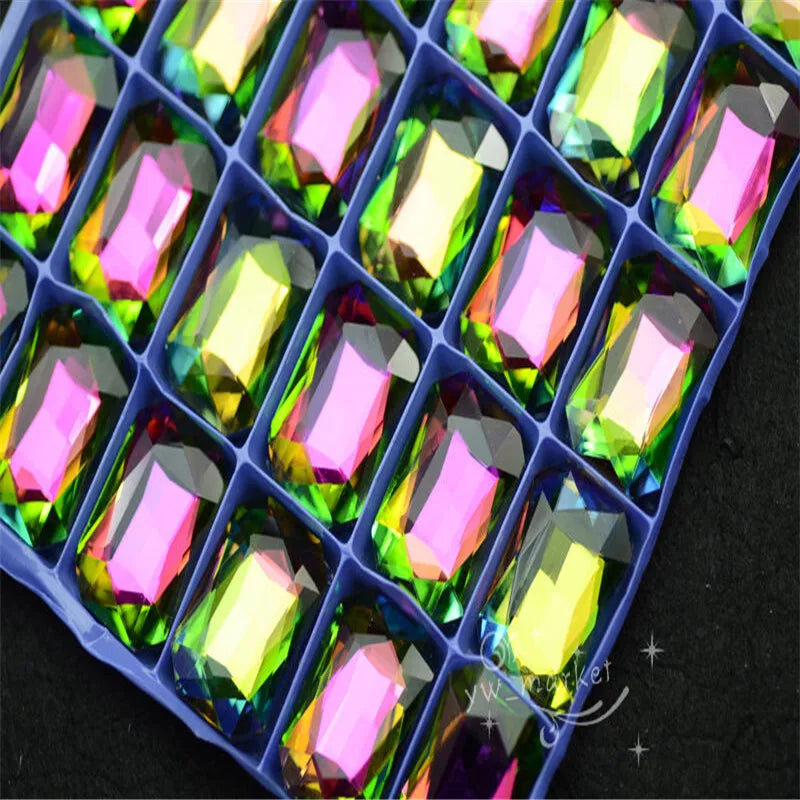 Rectangle glass stones crystal Garment rhinestones Jewelry Accessories 13x18mm 18x27mm