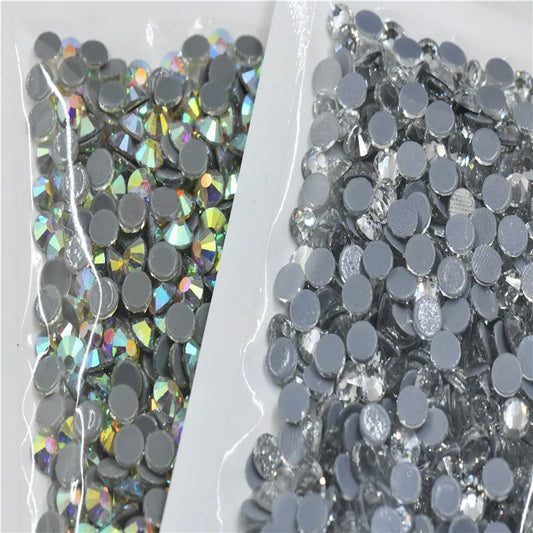 rhinestones Flatback Crystal AB Hotfix  Iron On Round Stones for clothing Decoration Crafts  ss6 ss10 ss20 ss16