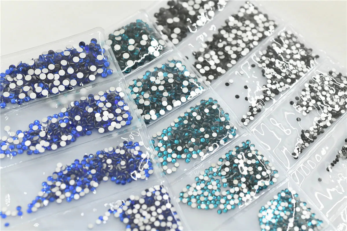 nails flatback rhinestones Nail Art Accessories non hotfix  crystals beads  mixed size  Charms Partition by set