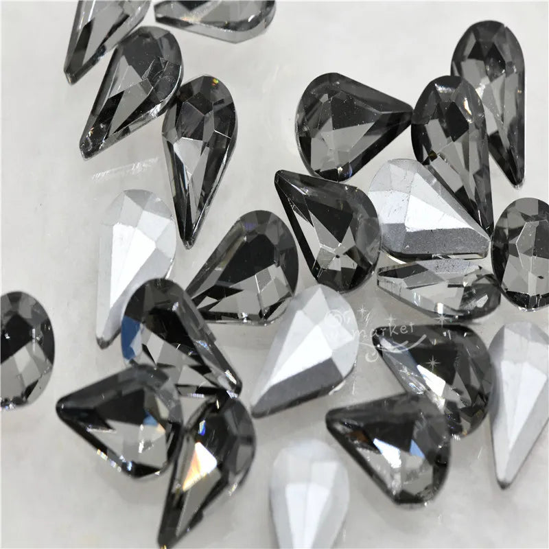 5x8mm 8x13mm glass fancy stone pointback crystal Diamante Rhinestones Droplet jewels Nail Art Decoration