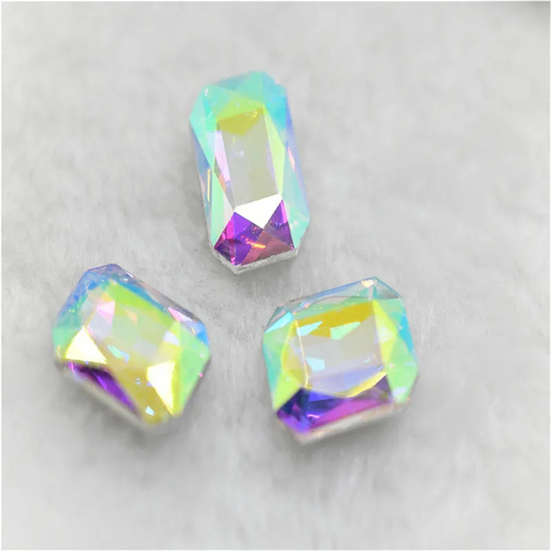 Rectangle Glitter Loose Beads Glass Crystal Pointed Back Fancy Stones Strass Rhinestone For Clothes Shoes DIY