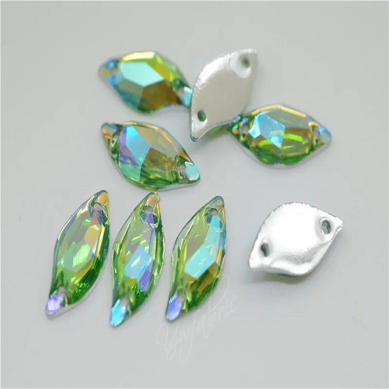 Resin Stones Rhinestones S Shape  AB Acrylic  FlatBack  Strass Gems for Costume Dress Sew on  9x20mm