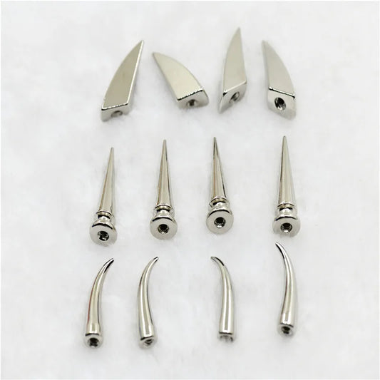 ox horn silver Punk Studs and Spikes For drag queens earrings Clothes Aluminum material use to Leather hat  by set