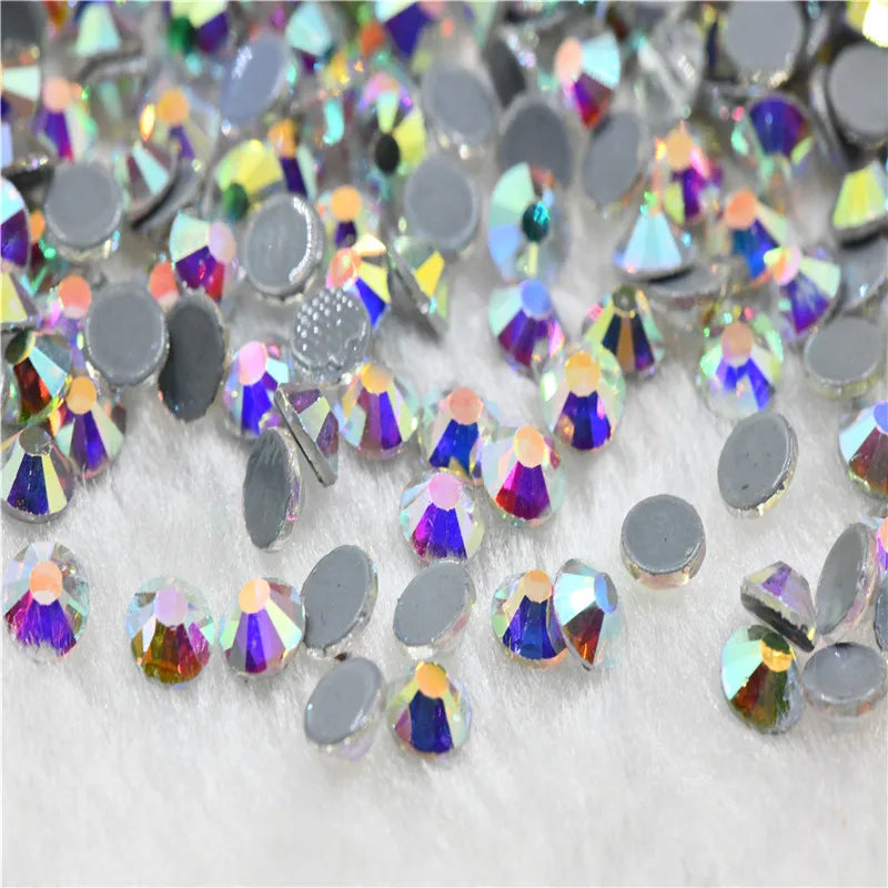 rhinestones Flatback Crystal AB Hotfix  Iron On Round Stones for clothing Decoration Crafts  ss6 ss10 ss20 ss16