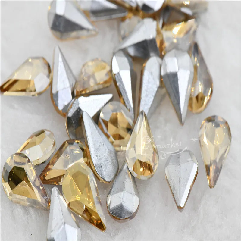 5x8mm 8x13mm glass fancy stone pointback crystal Diamante Rhinestones Droplet jewels Nail Art Decoration