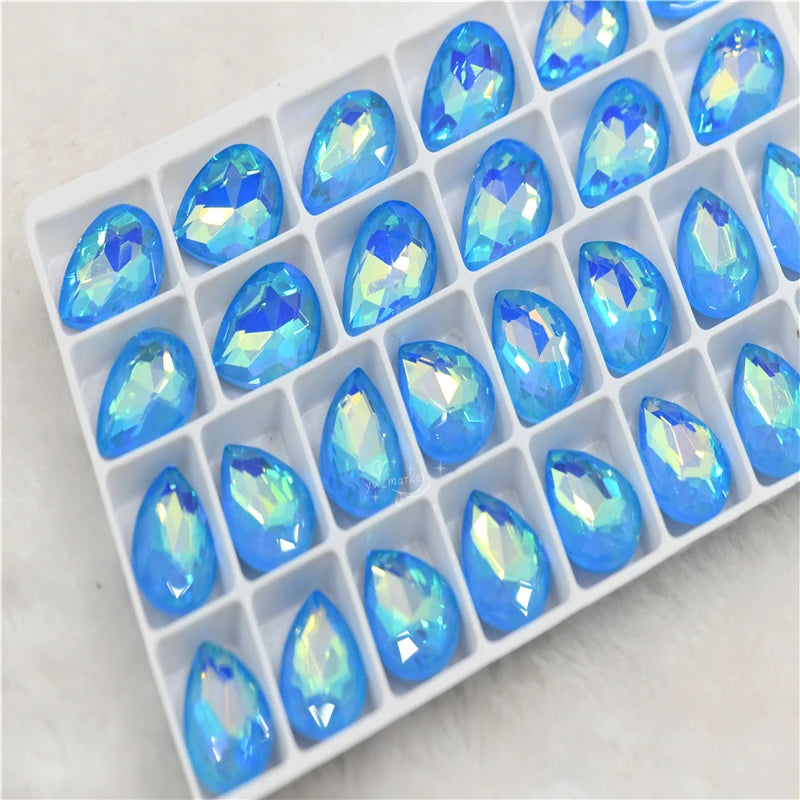 Aquamarine mocha AB glass  beads applique bright stones Crystals for jewelry diy teardrop square round