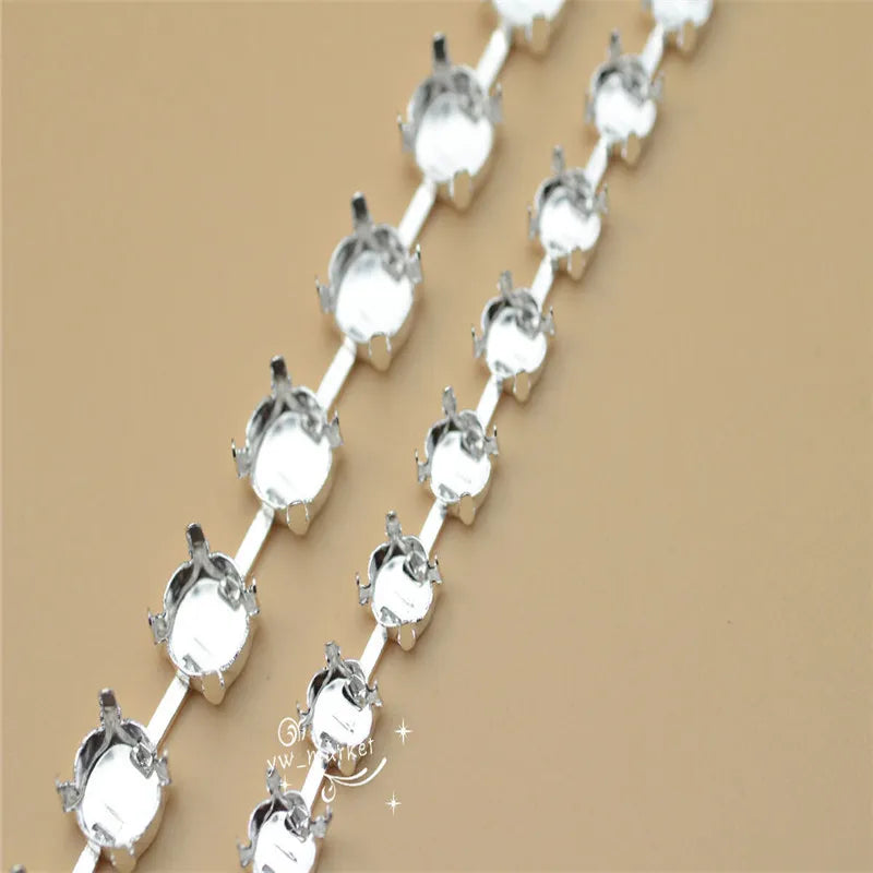 strong empty cup chain silver  large size for round rhinestones 6mm 8mm 10mm 12mm 16mm 18mm 14mm Jewellery Soldering by yard