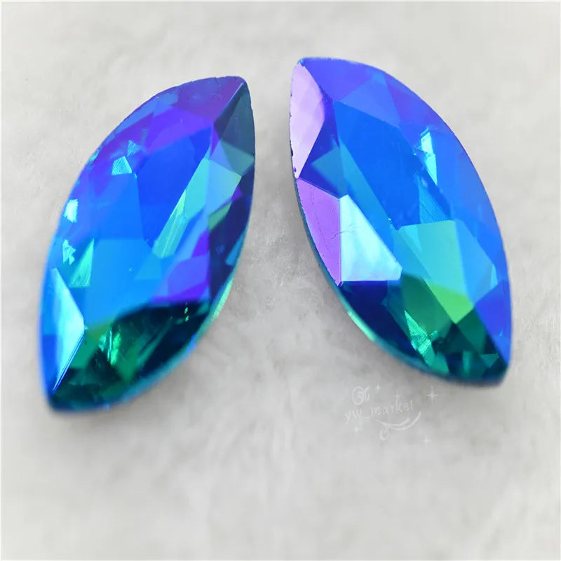 Rhinestones glass crystal stones aquamarine AB Rivoli Teardrop Navette square Jewels making