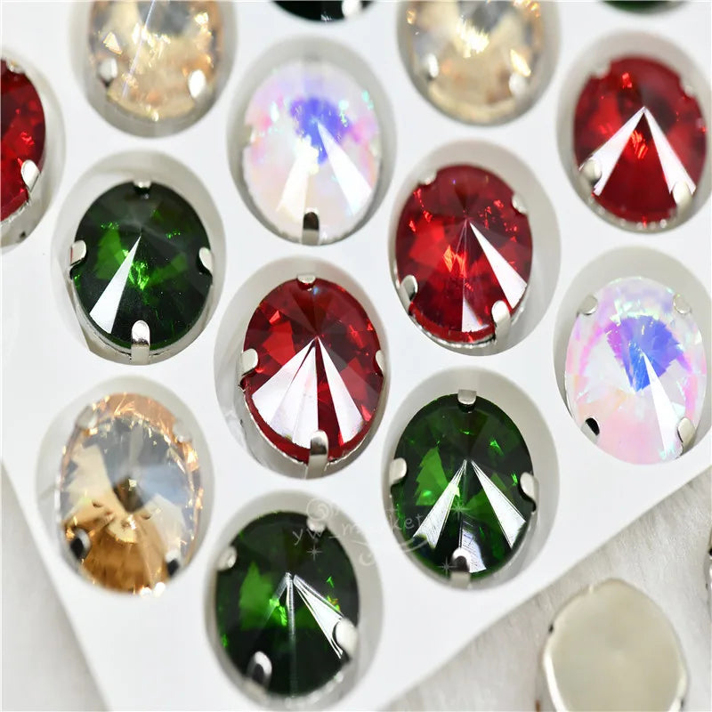 Mixed color Round shape crystal stones  with claw casing sew on wedding dress jewelry soldering 10mm 14mm 18mm