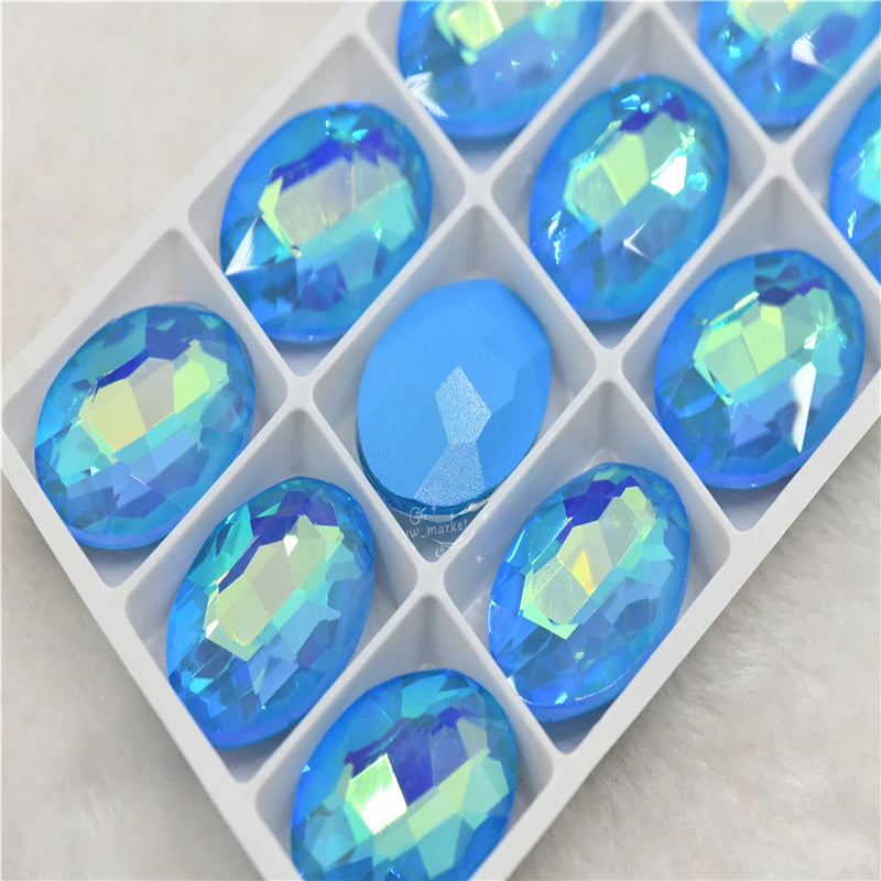 Aquamarine mocha AB glass  beads applique bright stones Crystals for jewelry diy teardrop square round