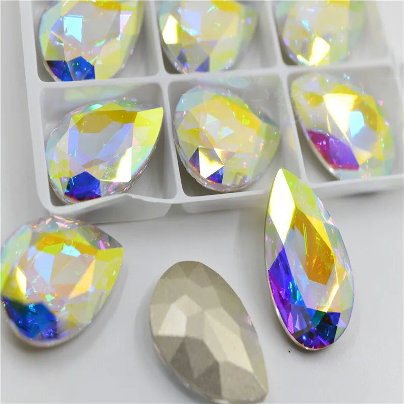 k9 glass crystal Rhinestones Pointback teardrop  super glitter crafts  Wedding Dress Beads For Jewelry Making