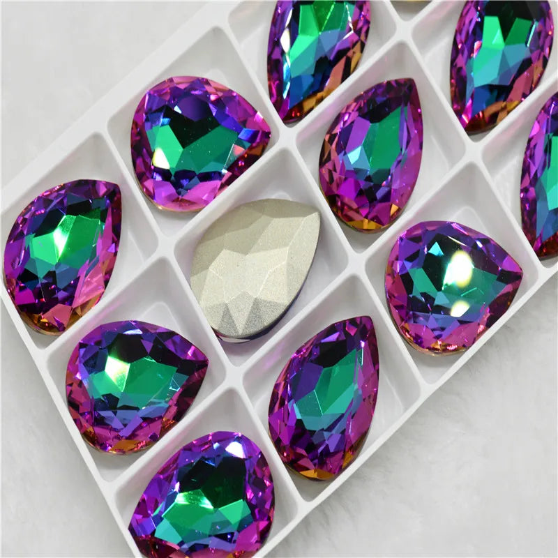 k9 glass crystal Rhinestones Pointback teardrop  super glitter crafts  Wedding Dress Beads For Jewelry Making