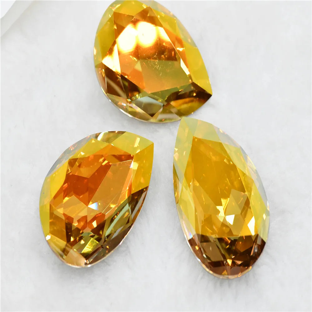 k9 glass Sunshine strass stone beads for  jewels making Rhinestones for DIY Apparel Clothing Decoration teadrop Rivoli