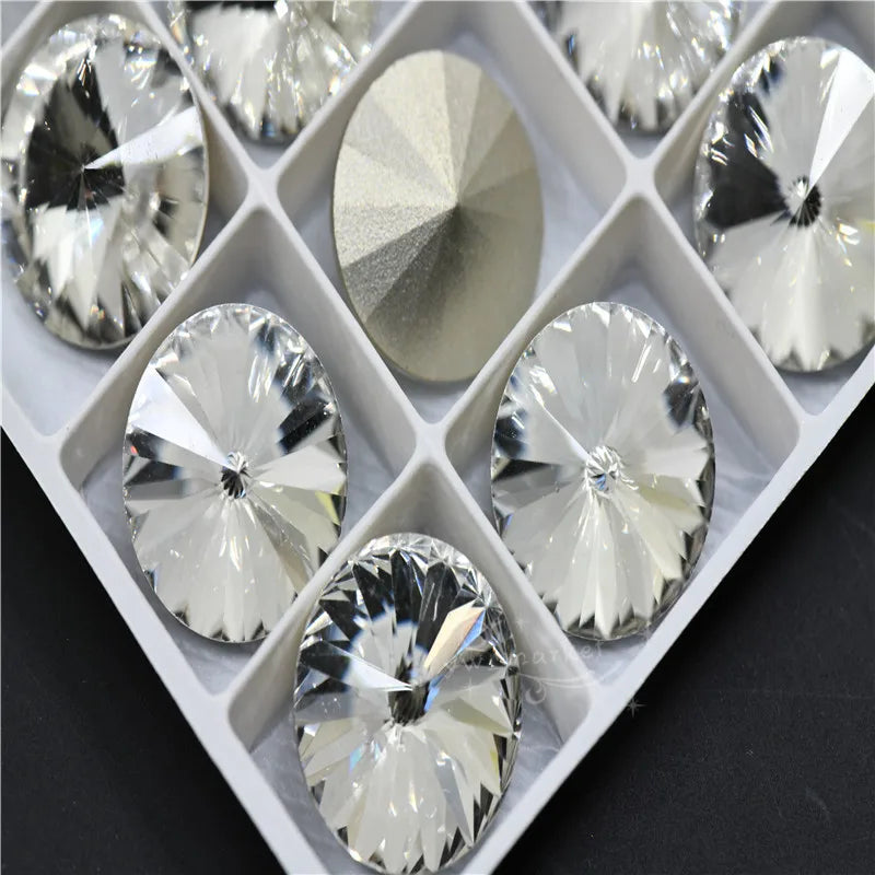 k9 crystal rhinestones clear Navette Round  point back glass stones jewels beads for crafts