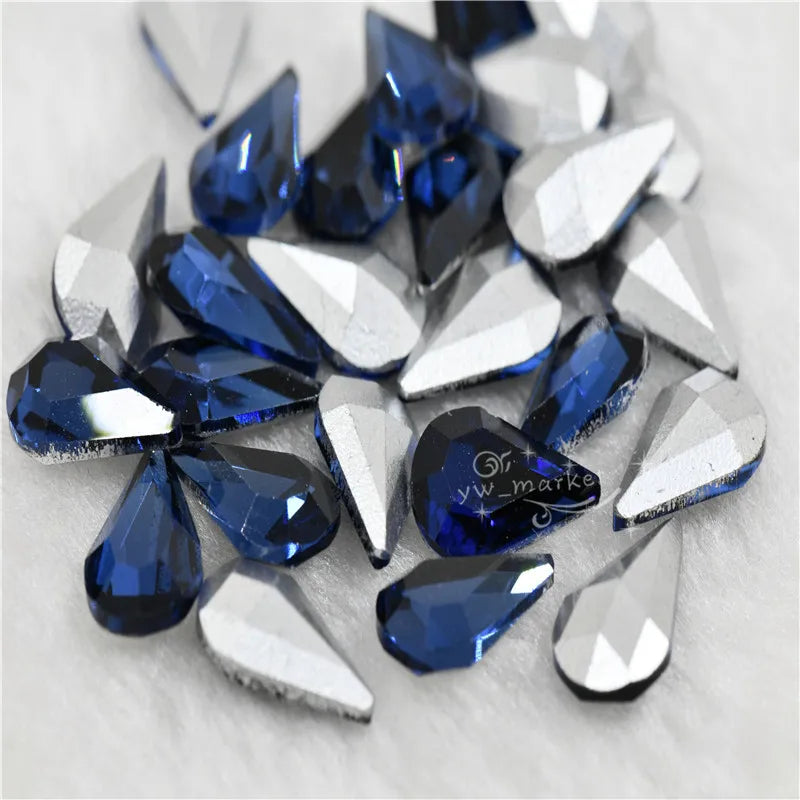 5x8mm 8x13mm glass fancy stone pointback crystal Diamante Rhinestones Droplet jewels Nail Art Decoration