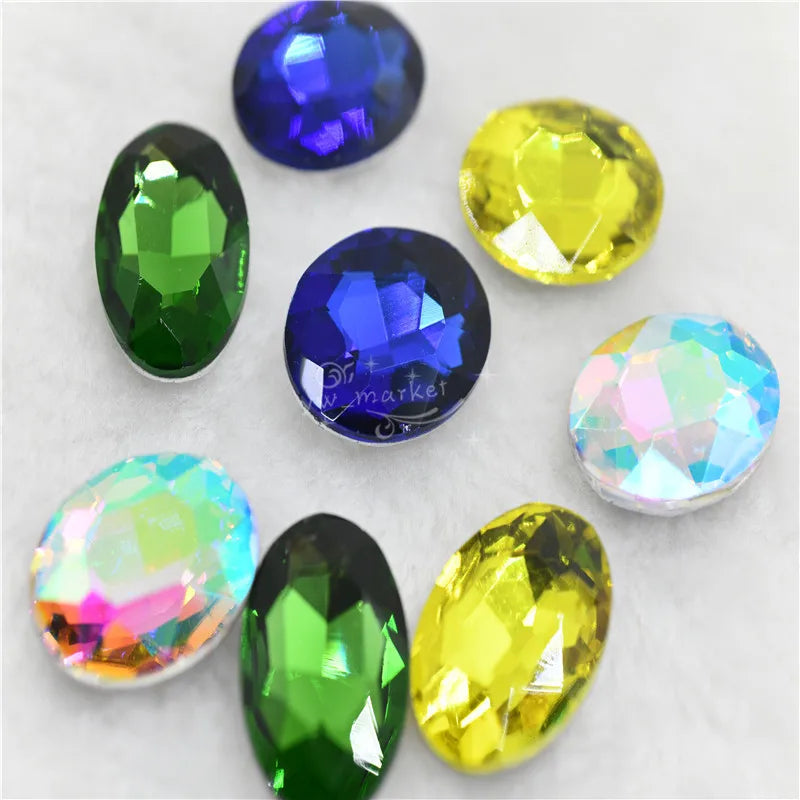 30x40mm Oval pointback rhinestones crystal glue clothing crafts  strass decoration wholesale  jewery making