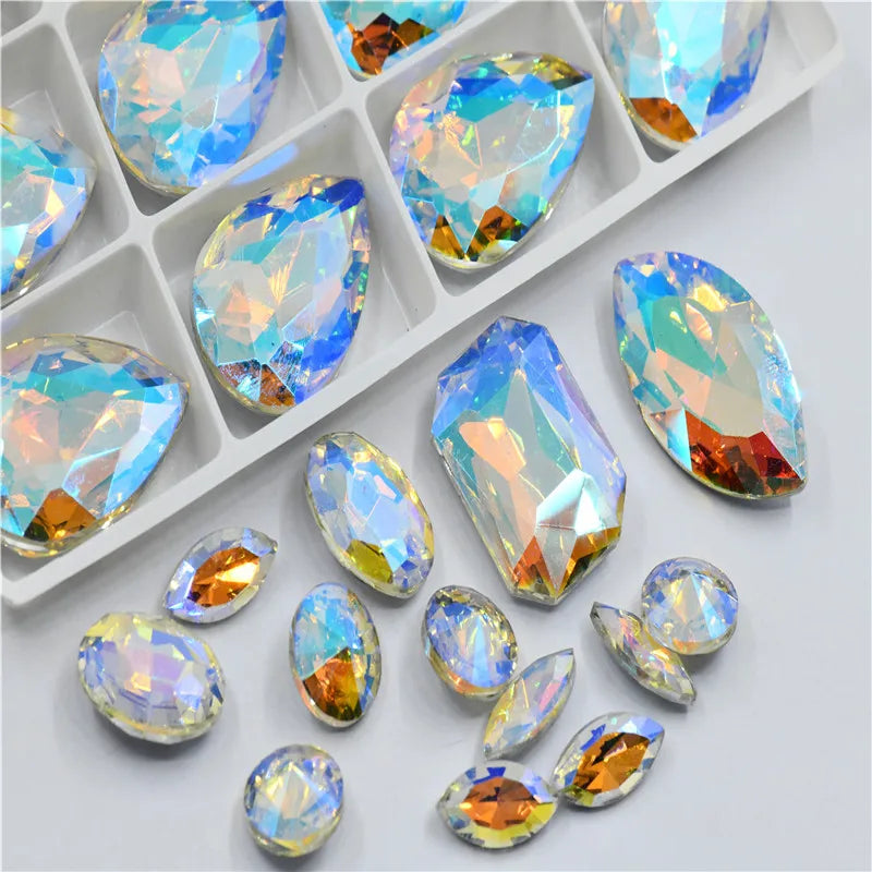 crystal glue on rhinestone crystal appliques glass pointback Paradise Shine color  DIY BEAD jewelry  Needlework accessories