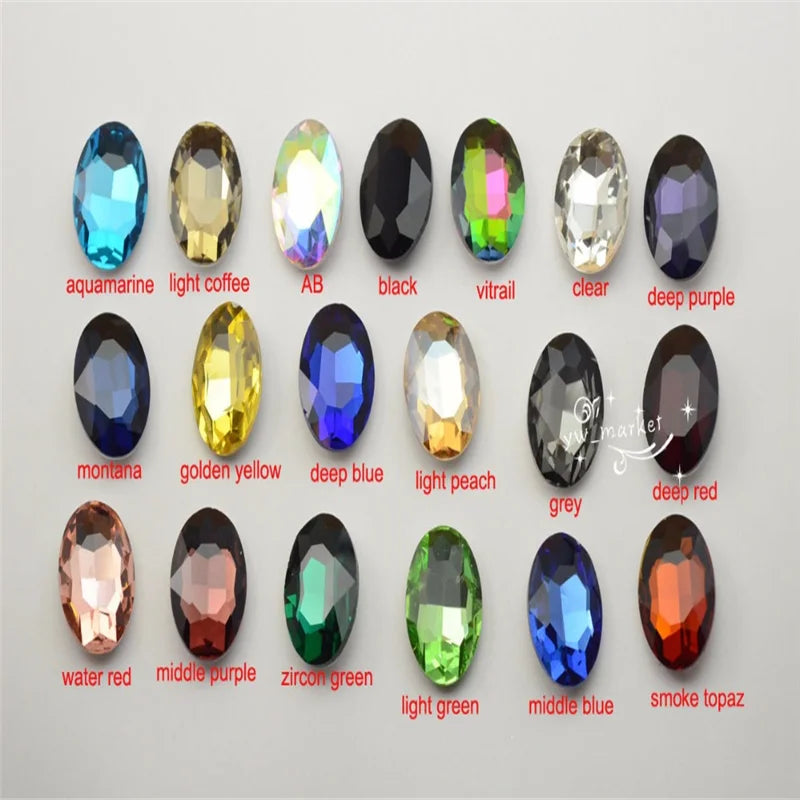 30x40mm Oval pointback rhinestones crystal glue clothing crafts  strass decoration wholesale  jewery making