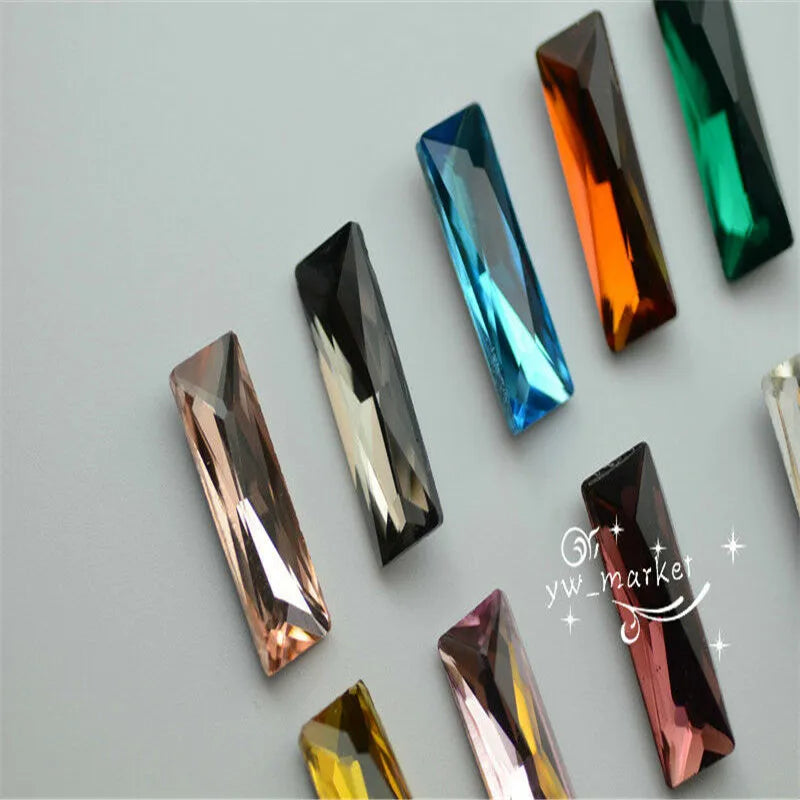 Baguette Pointback Fancy Stone Crystal AB Color Glass Crystals 7x21mm 10x30mm