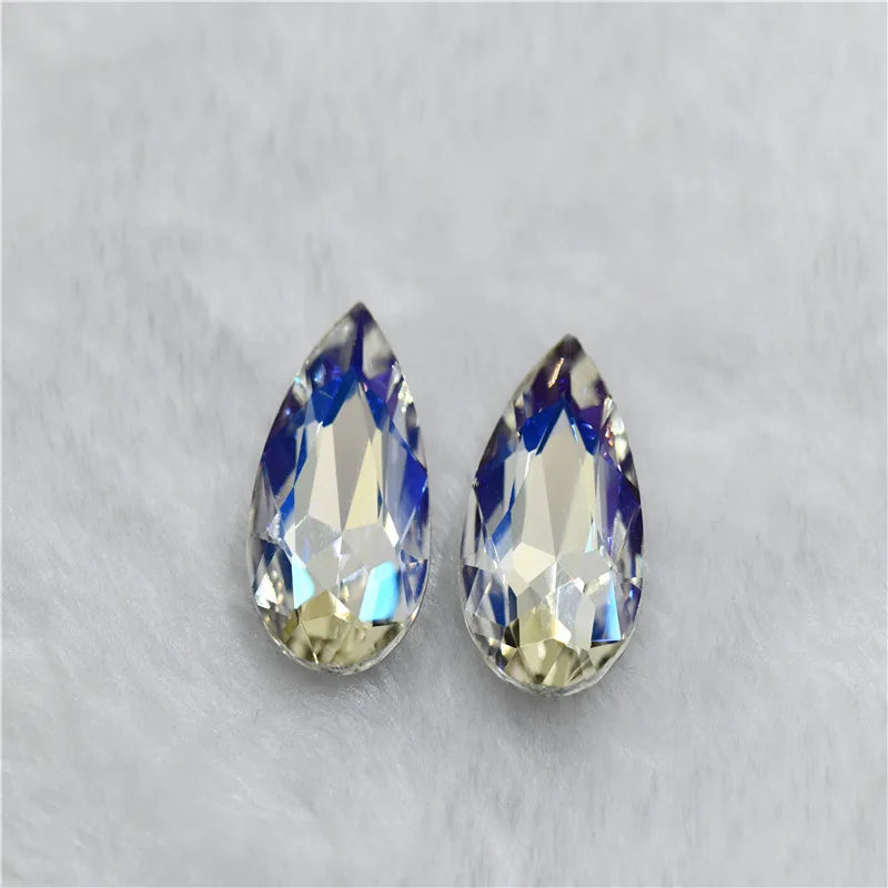 Moonlight color Droplet  Home Decoration Rhinestones Glass  Rivoli Navette  Glue on jewels  Crafts 20x30mm 17x32mm