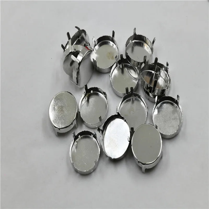 Strong  Empty  Rhinestone Claw Setting  for Jewellery Soldering Silver Teardrop oval navett round