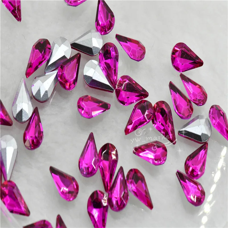 5x8mm 8x13mm glass fancy stone pointback crystal Diamante Rhinestones Droplet jewels Nail Art Decoration