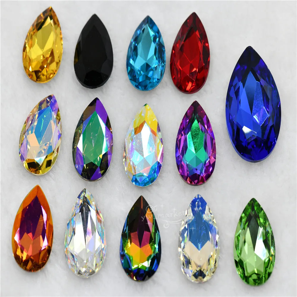 k9 glass crystal Rhinestones Pointback teardrop  super glitter crafts  Wedding Dress Beads For Jewelry Making