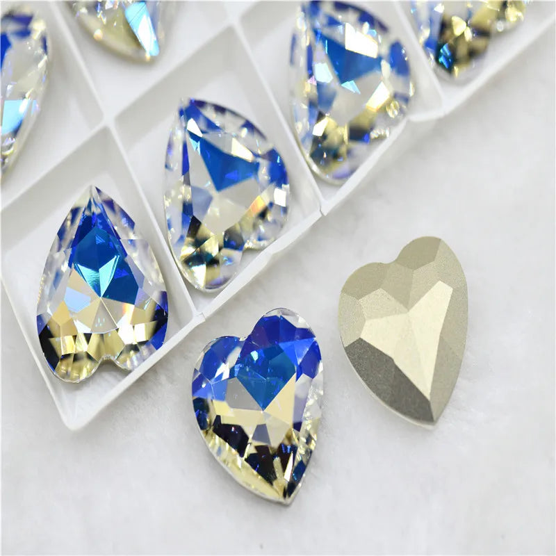 k9  27mm Heart Glass Rhinestones Color Jewels Making 8PCS  Big stones