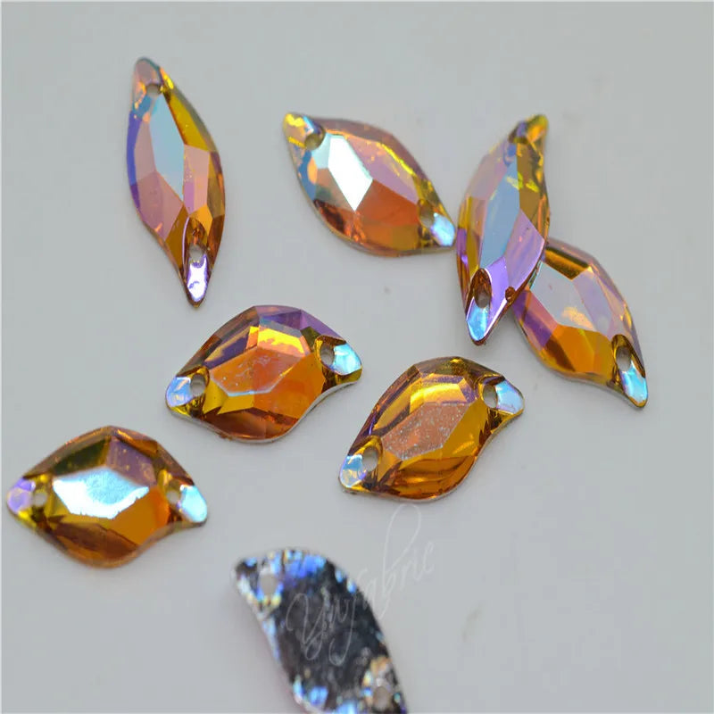 Resin Stones Rhinestones S Shape  AB Acrylic  FlatBack  Strass Gems for Costume Dress Sew on  9x20mm