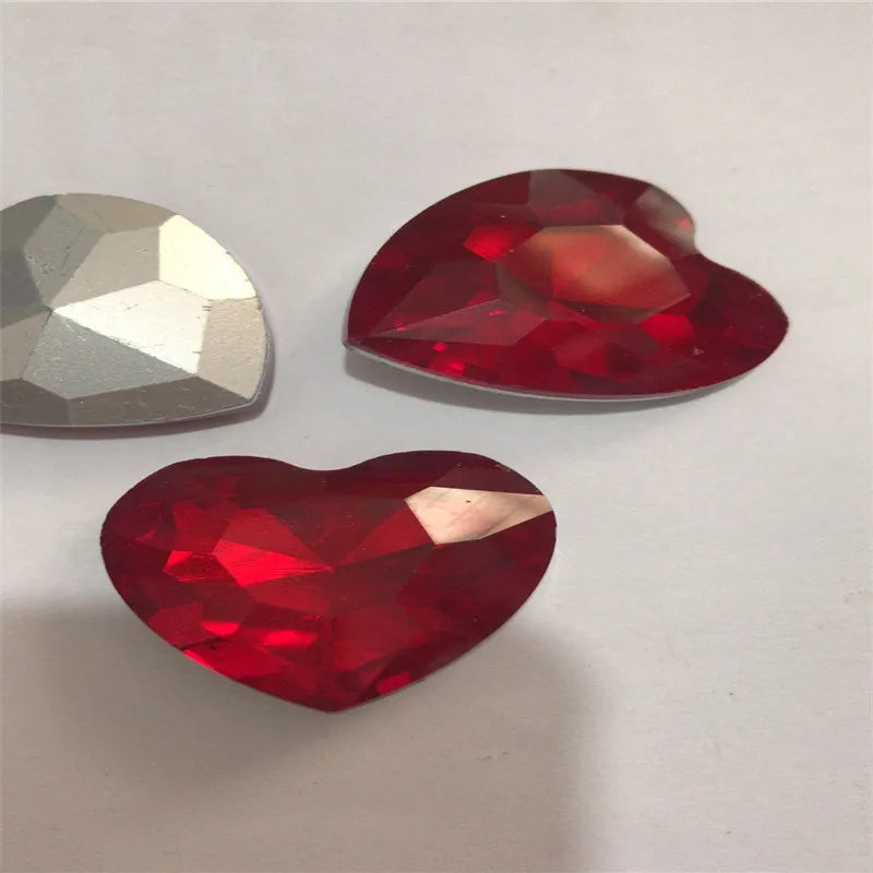 Glass Heart stones Jewels Accessories fancy rhinestones for necklace making 14mm 12mm 10mm 27mm