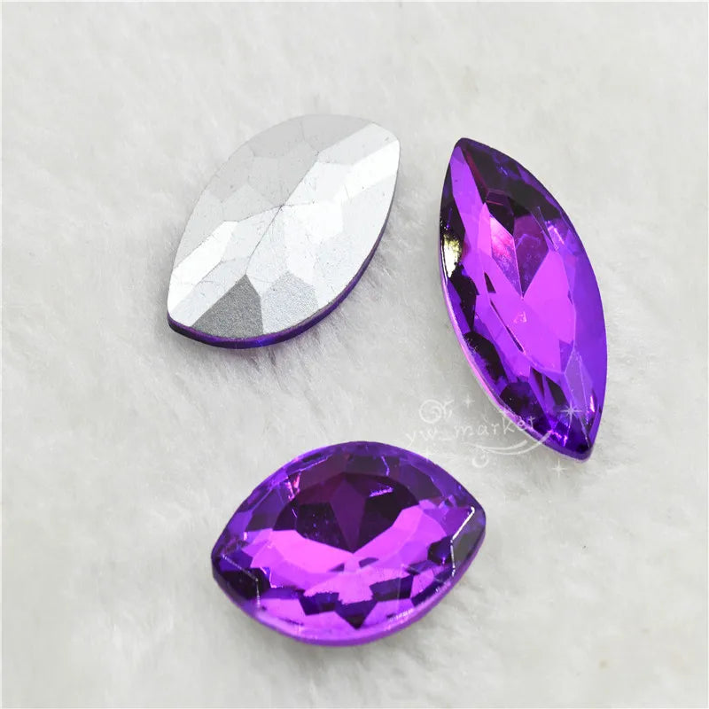 Beads For Jewelry Making Purple Strass Crystal Teardrop navette glass Stones Clothing Crafts