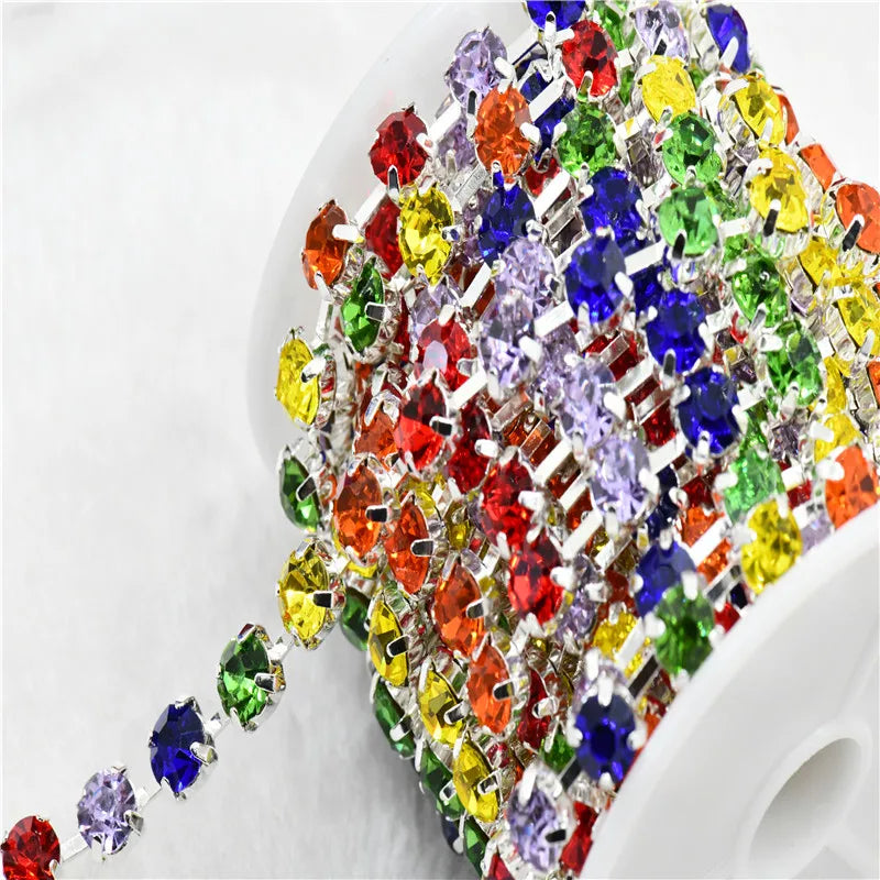 mixed color ss28 Jewelry Chain Cup Strong  Rhinestone Handmade Silver Making  With 6mm  Can Soldering