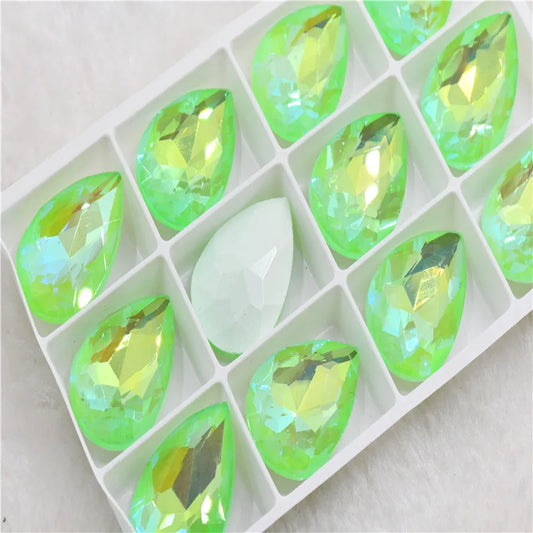 Peridot Mocha AB glass pointback beads stones for crafts  Earrings, necklaces and bracelets