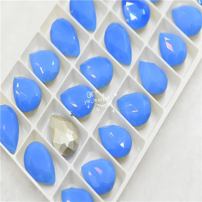 Opal stones Glass Rhinestones Pointback Droplet for Craft Glue on Garment Crafts Jewelry 13x18mm