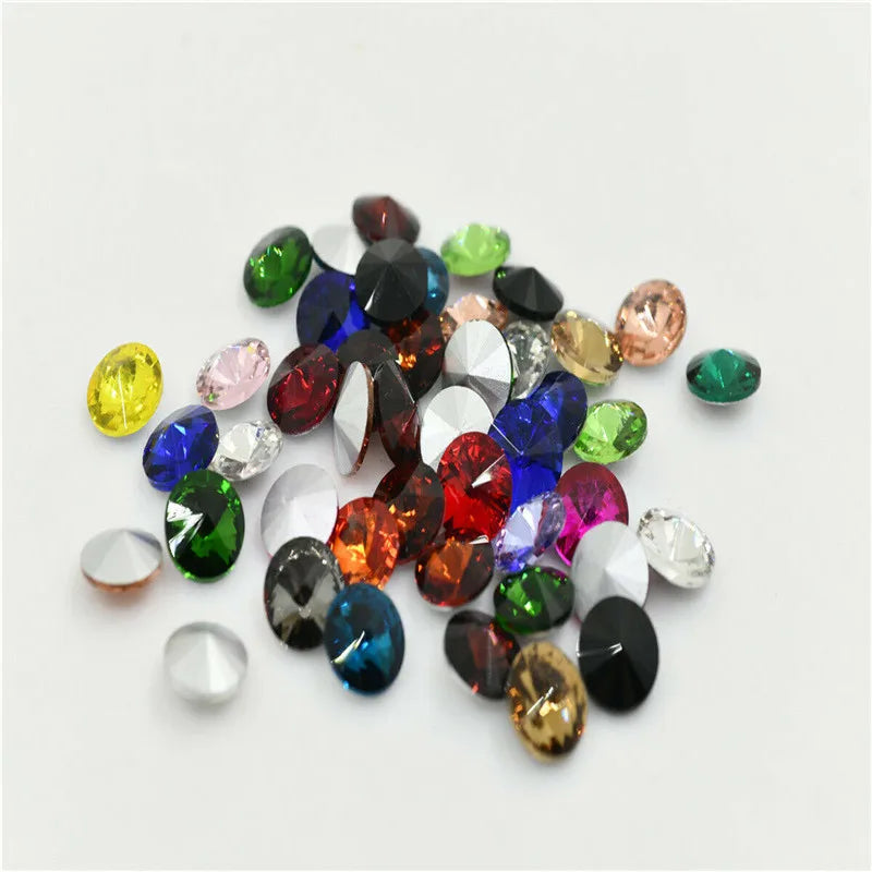 bulk Rhinestones rivoli Glass Crystal pointback strass Stone clear ab Jewelry Making garment applique 6mm 8mm 10mm  20mm