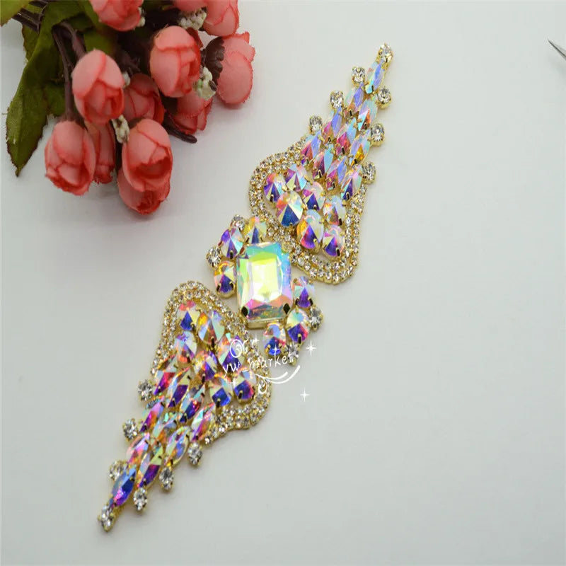 Costume Wedding Dress Rhinestone Applique Color Crystal Sewing On1 pcs  K9049